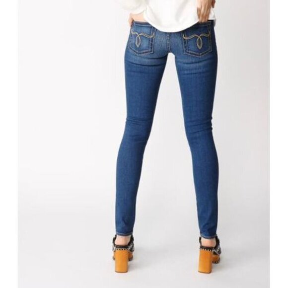 Moussy japanese denim Rebirth stretch skinny jeans in blue size 27 - Picture 3 of 11